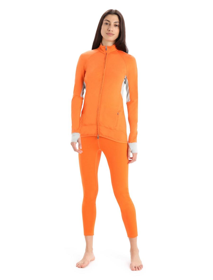 Sweat À Capuche Icebreaker ZoneKnit™ Merino Long Sleeve Zip Femme Orange Beige | FR 1667DFMN